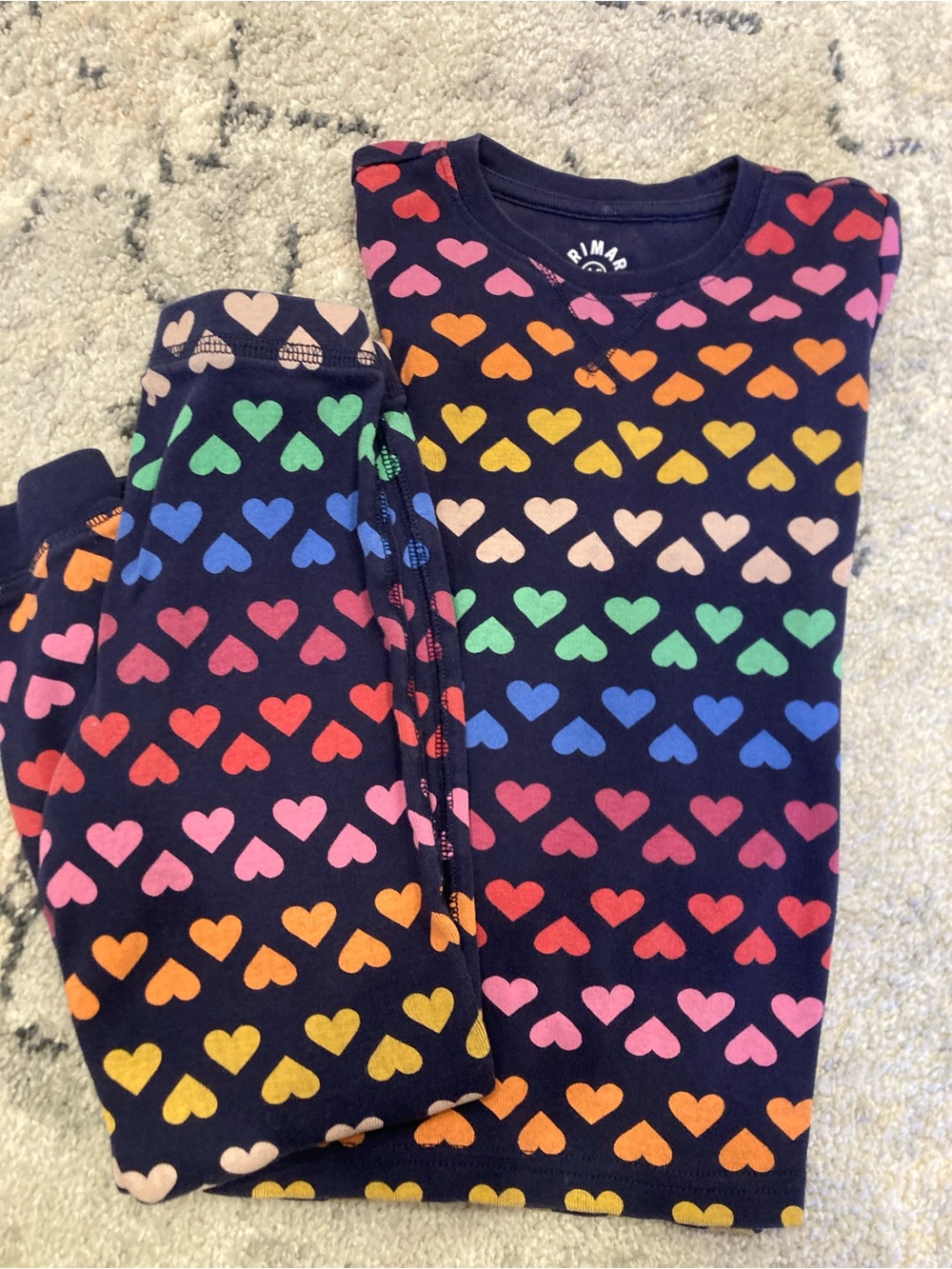 Primary Navy Rainbow Heart Pajama Set